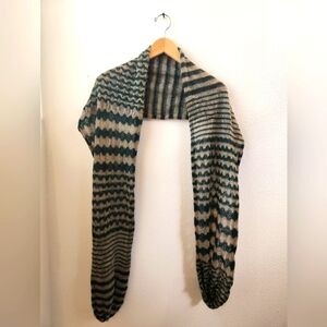 Missoni Zig‎ Zag Striped Green Gray Wool Scarf